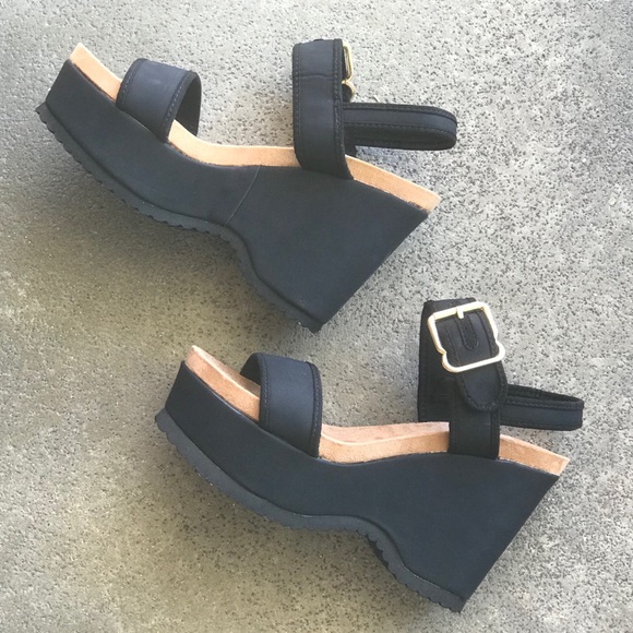 1 left! Qupid Eloise Black Platform Wedge Sandal - Picture 4 of 5